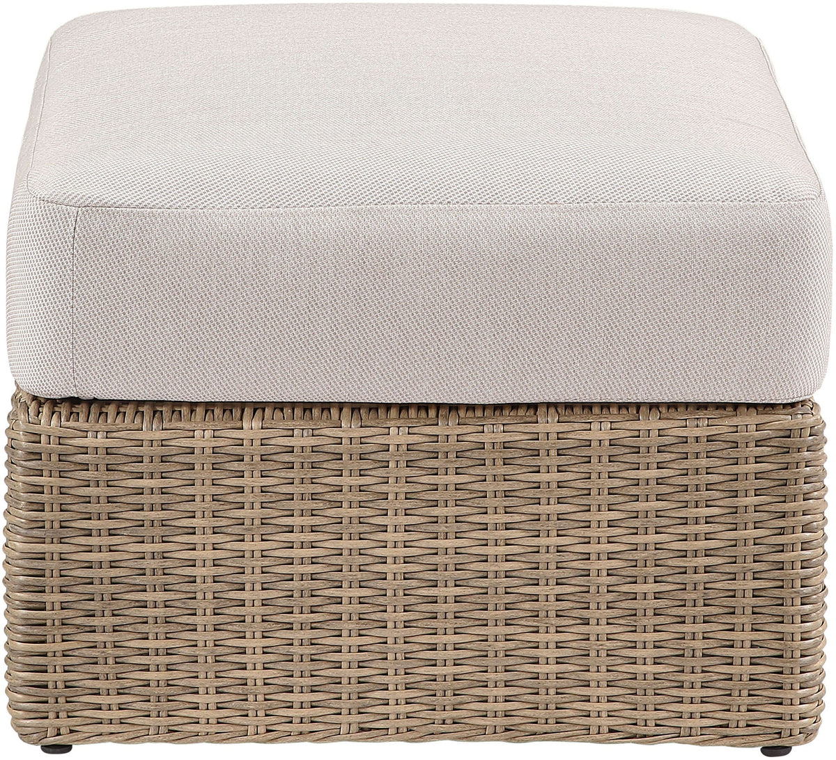 Seacrest - Olefin Water Resistant Fabric And Wicker Outdoor Patio Ottoman/Coffee Table