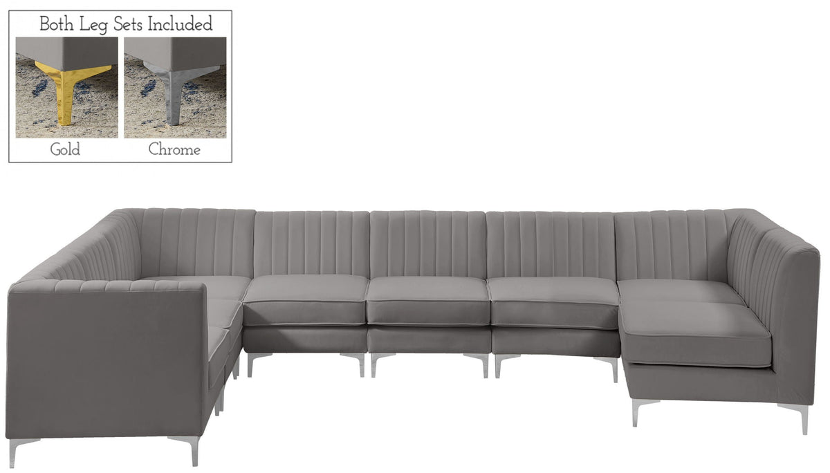 Alina - 8 Piece Velvet Modular Sectional