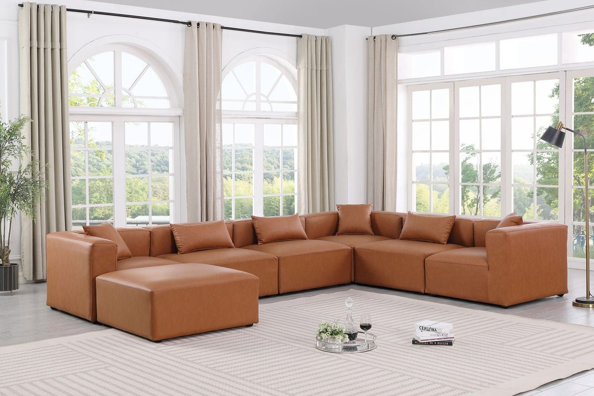 Cube - 7 Piece Modular Sectional - Cognac