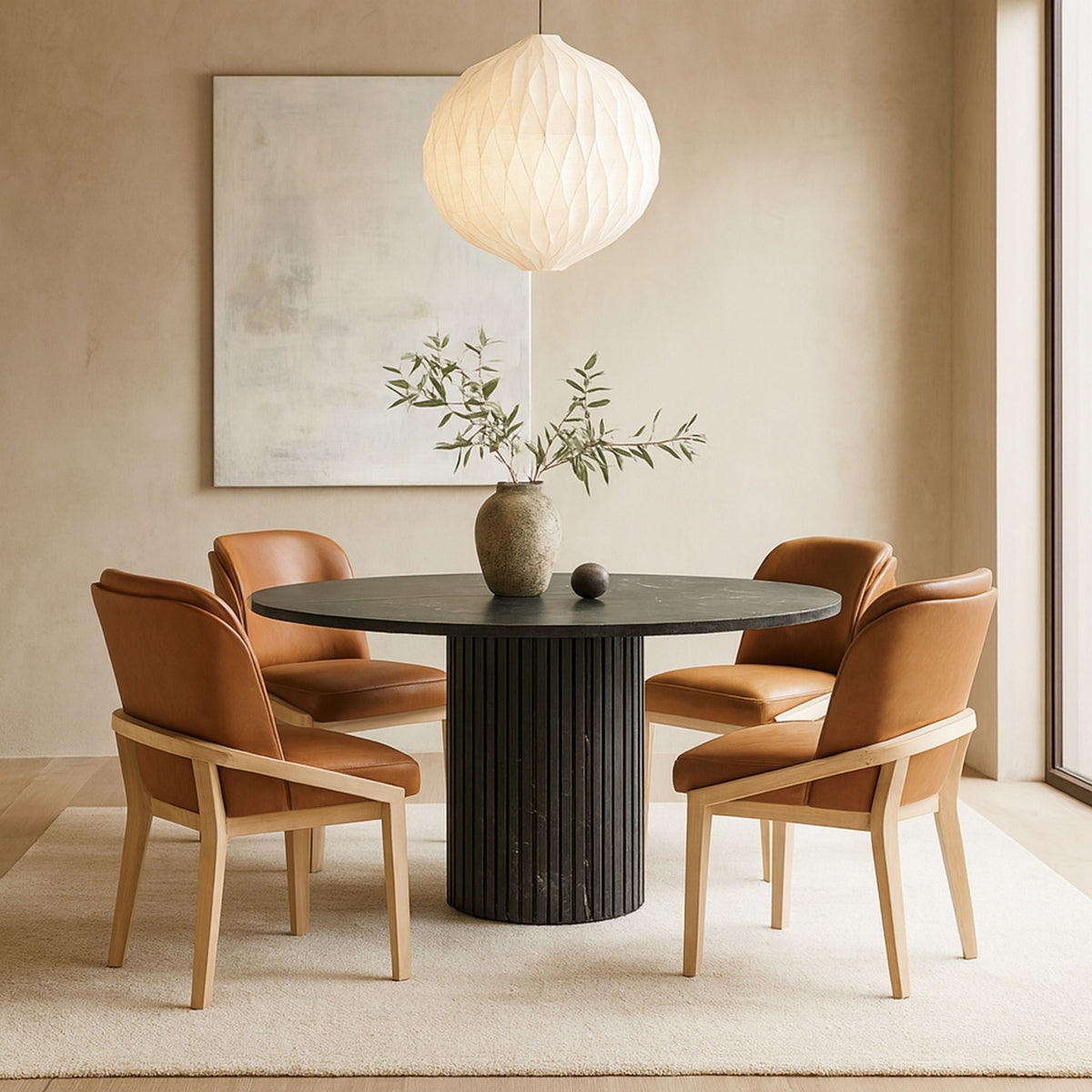 Navo - Faux Leather Upholstered Dining Chair - Natural Base