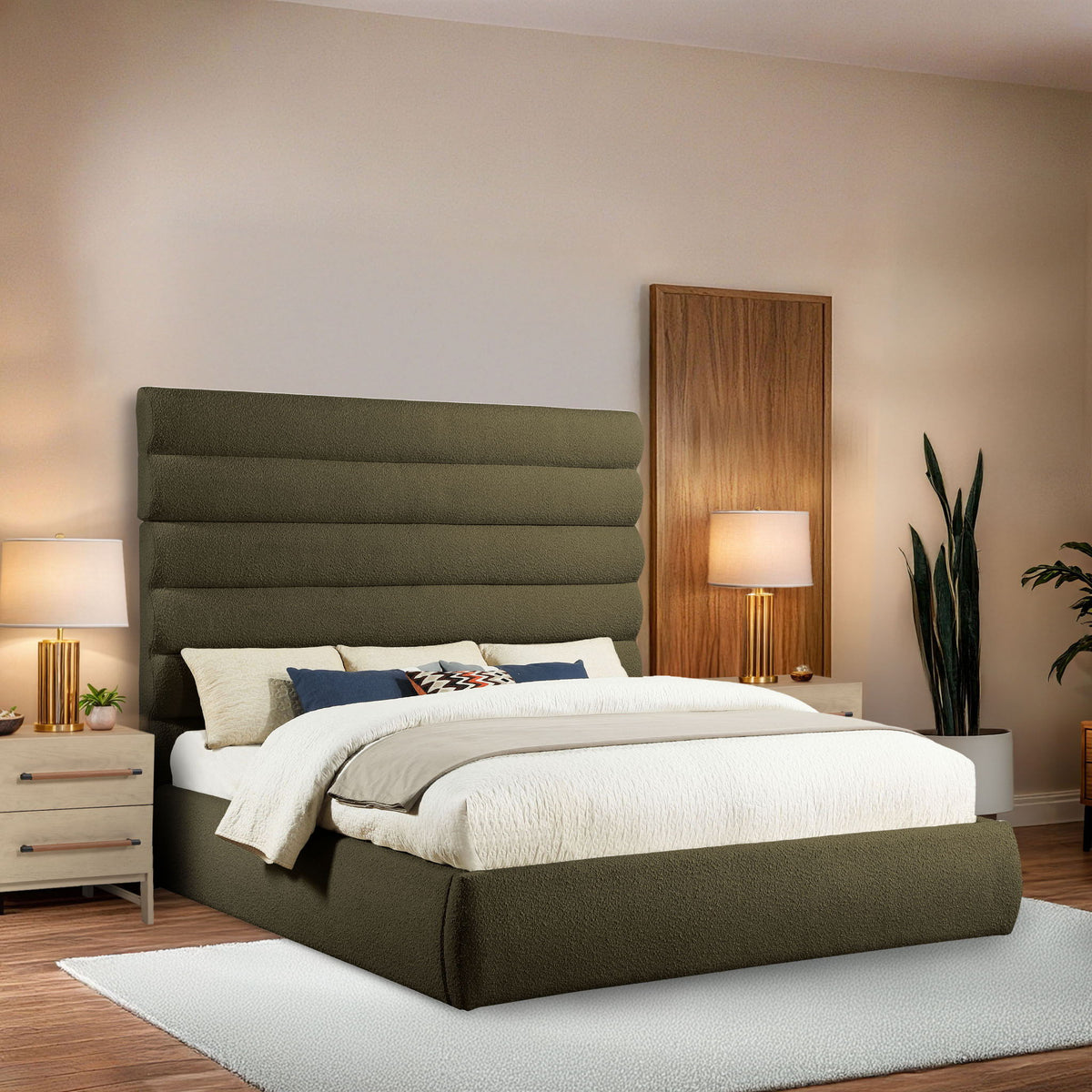 Adam - Boucle Fabric Bed With 70.5" Headboard