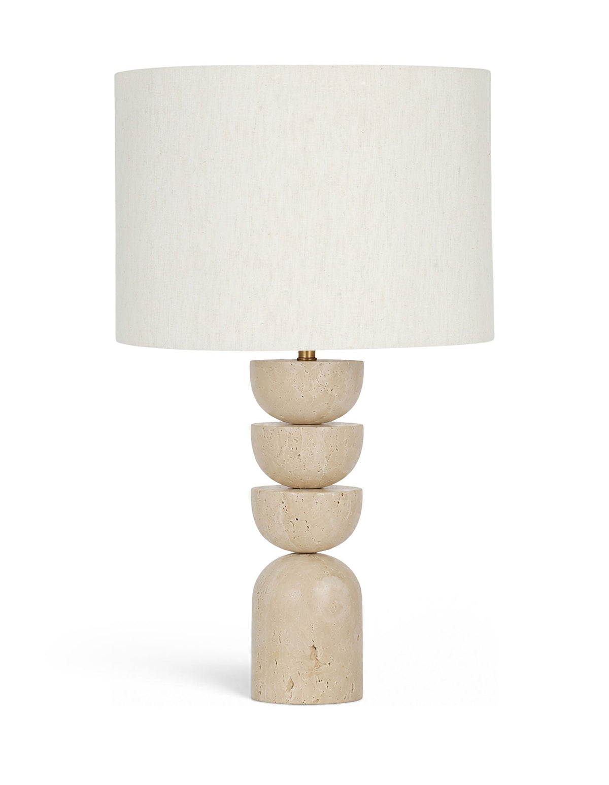 Opus - Travertine, Linen Textured Fabric And Brass Table Lamp - Travertine
