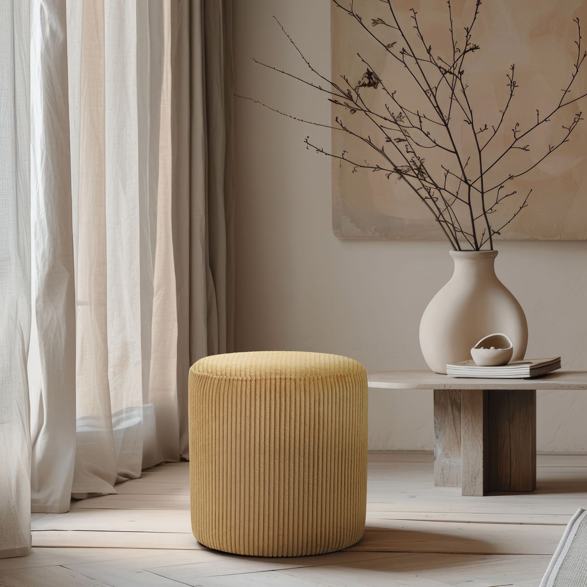 Roy - Round Microsuede Ottoman / Stool