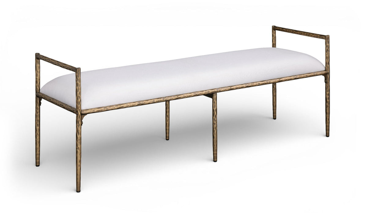 Axis - Linen Textured Cream Fabric Upholstered Bench