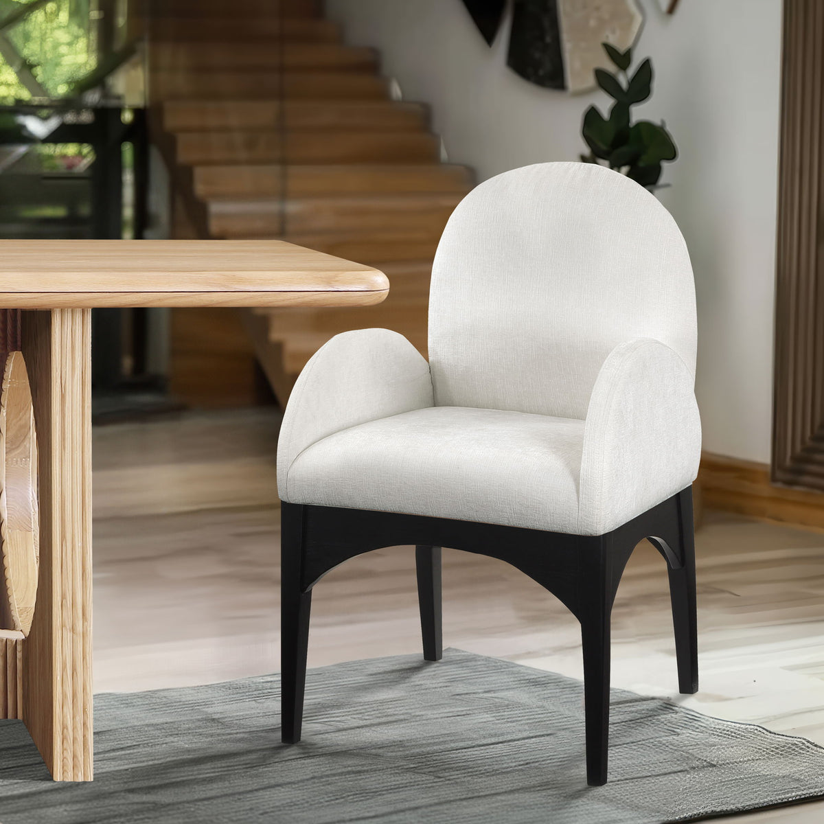 Waldorf - Chenille Dining Arm Chair With Black Legs