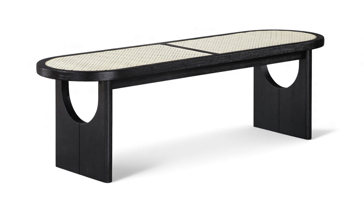 Canovia - Solid Wood And Faux Cane Bench
