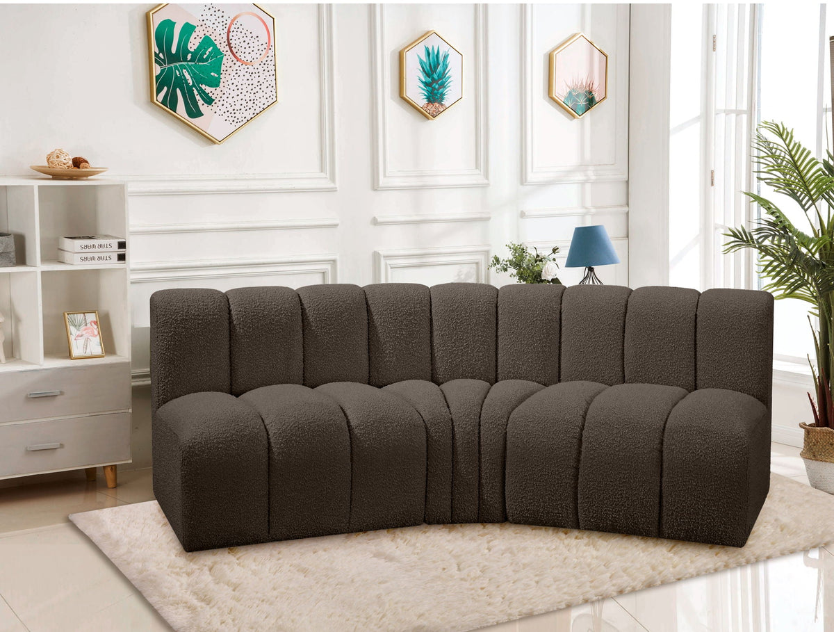 Arc - Boucle Fabric 3 Piece Modular Corner Sofa