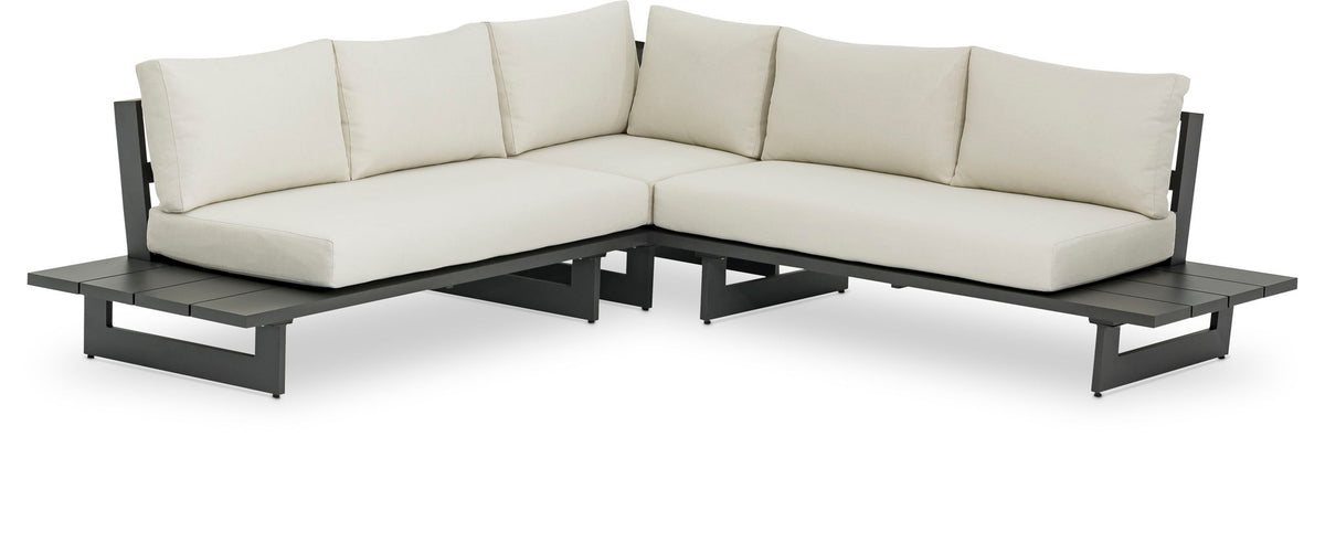 Maldives - Water Resistant Outdoor Patio Sectional With Gray Frame - Cream