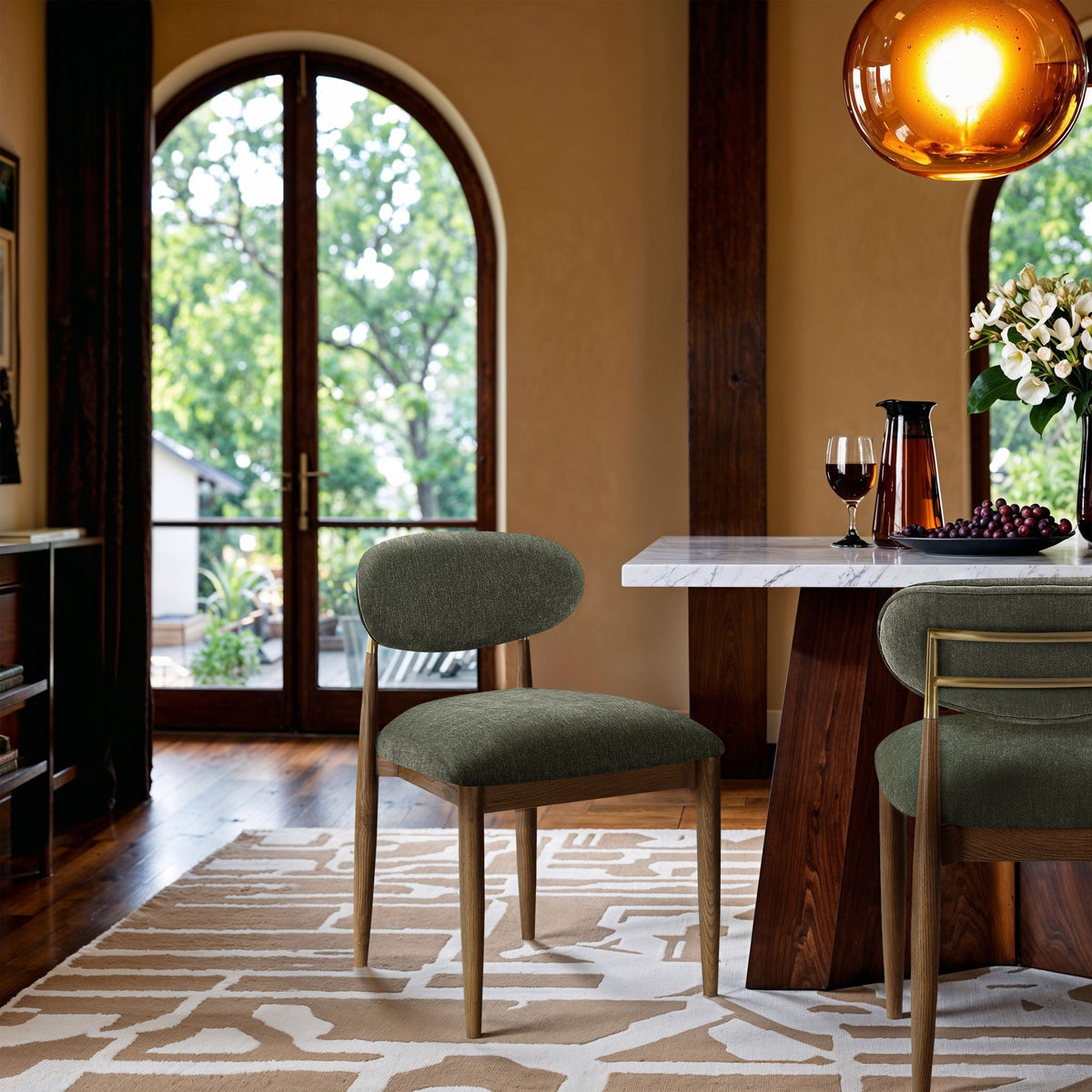 Riccio - Fabric Dining Side Chair (Set of 2) - Walnut Frame