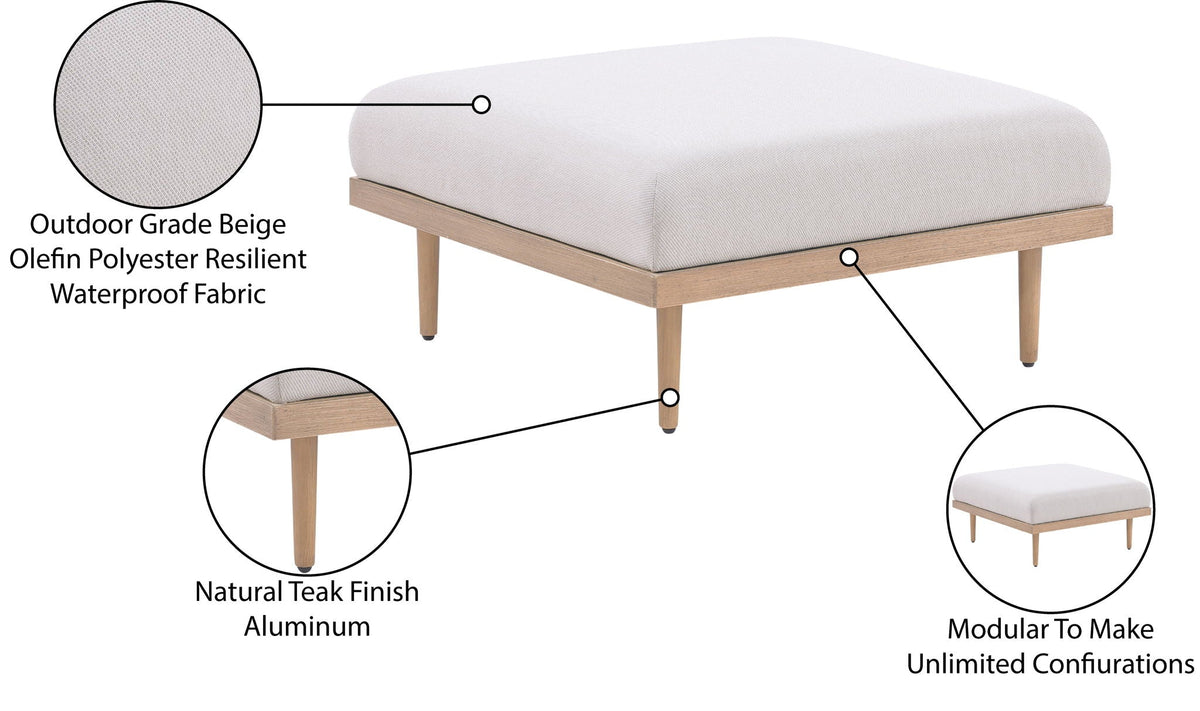 Laguna - Resilient Water Resistant Fabric Upholstered Outdoor Patio Modular Ottoman