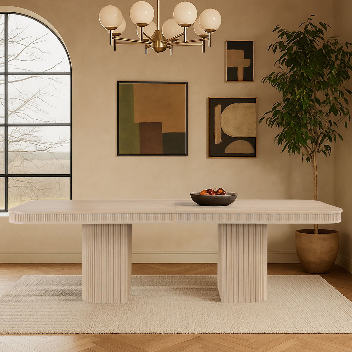 Mohari - Solid Wood And Oak Veneer 112" / 160" Dining Table