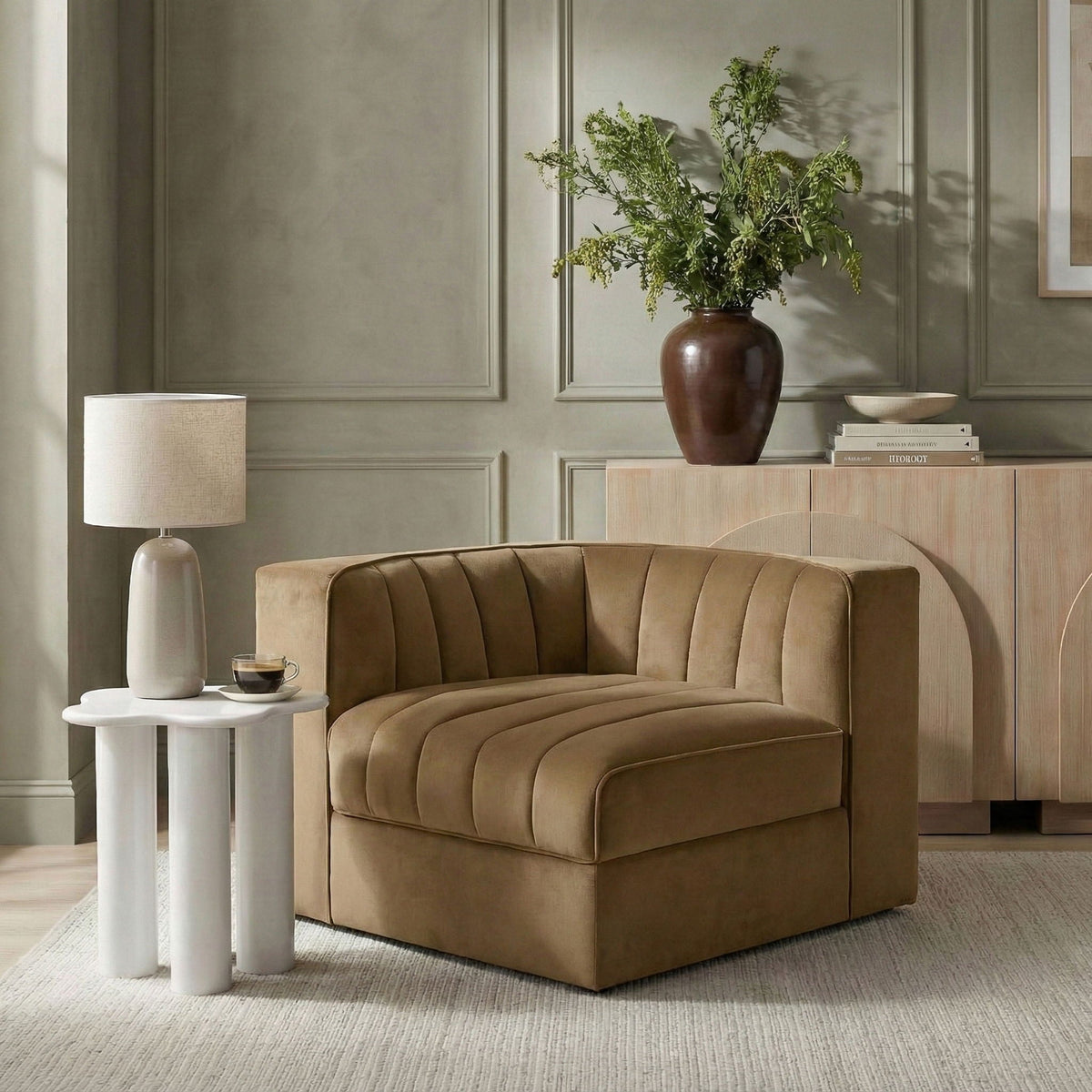 Rummi - Velvet Performance Fabric Upholstered Modular Corner Chair