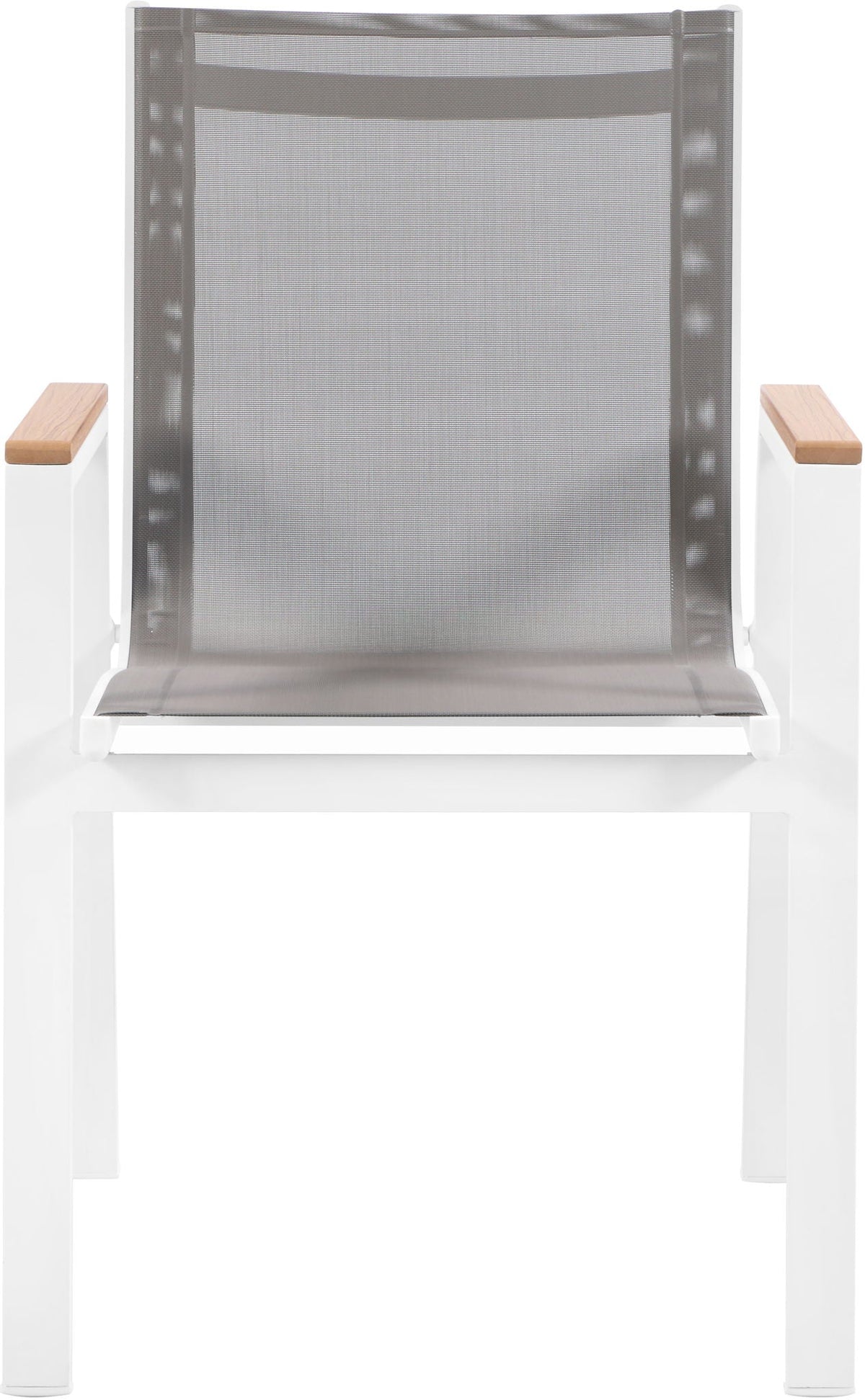 Nizuc - Outdoor Patio Dining Arm Chair With White Frame And Natural Arms (Set of 2)