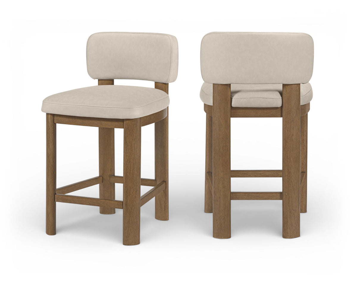 Paloma - Faux Leather Upholstered Counter Stool (Set of 2) - Brown Frame