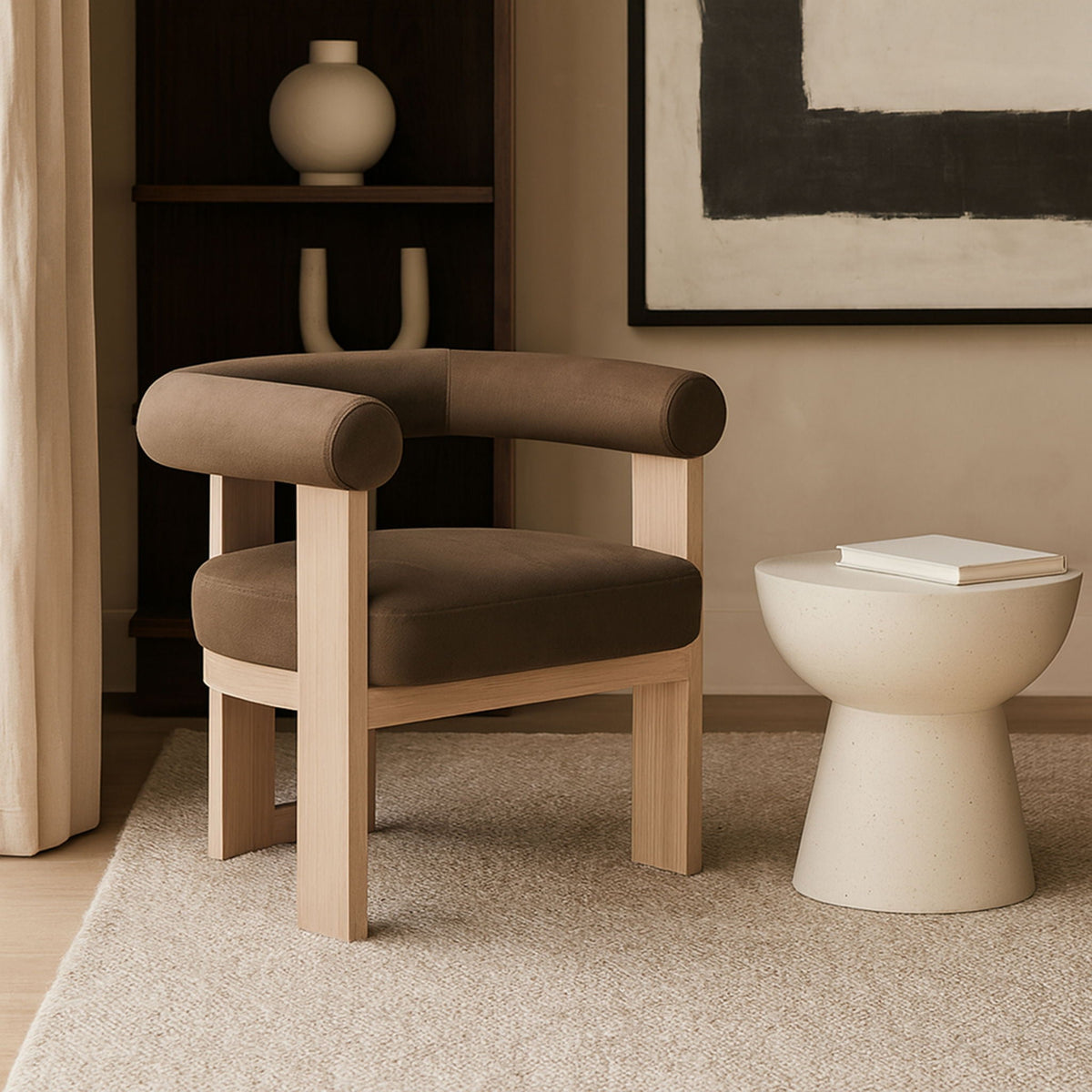 Arienzo - Performance Fabric Upholstered Accent Chair - Natural Base