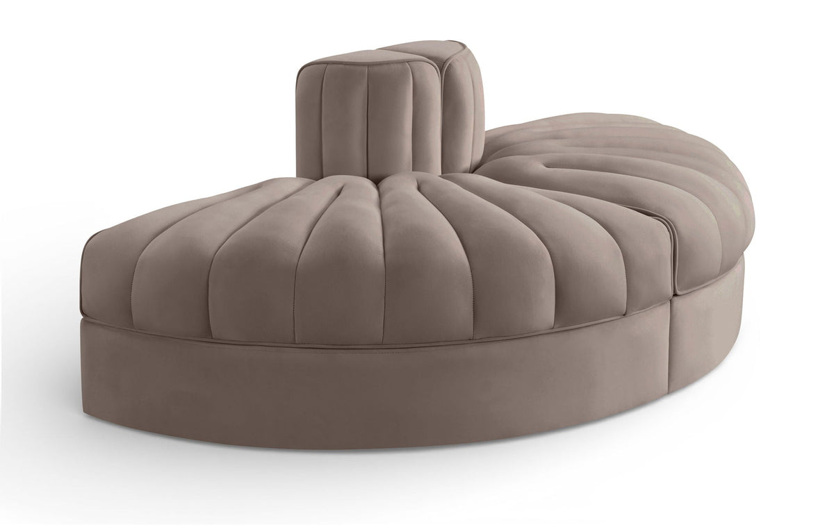 Rummi - Velvet Performance Fabric Upholstered 2 Piece  Rounded Modular Loveseat