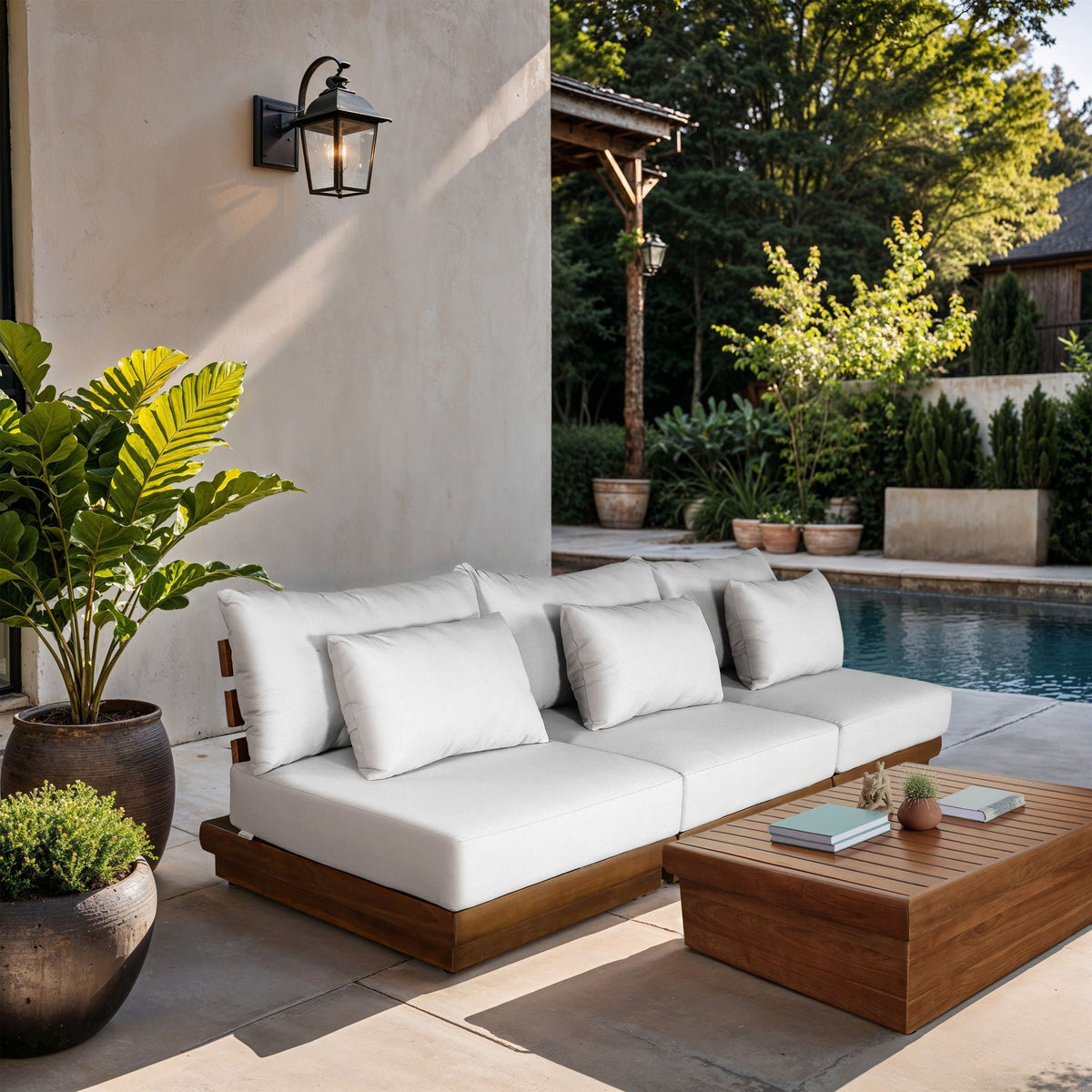 Mirella - 3 Piece Water Resistant Fabric Upholstered Outdoor Patio Modular Sofa