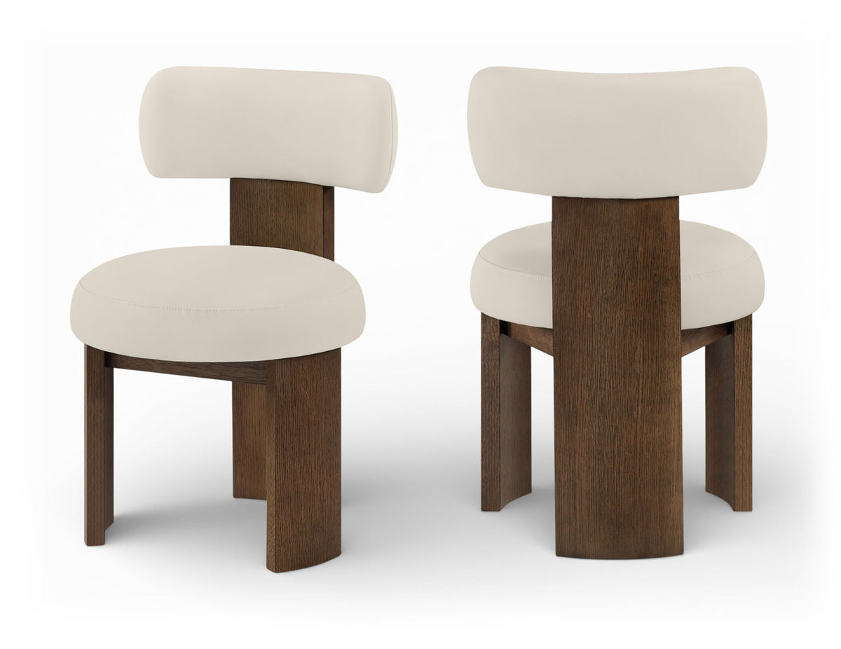 Atelier - Vegan Leather Upholstered Dining Chair (Set of 2) - Taupe / Painted Brown