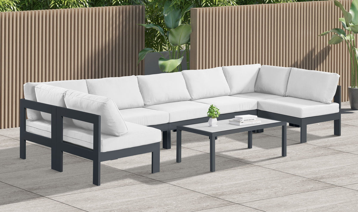 Nizuc - Outdoor Patio 7 Piece Modular Sectional With Gray Frame