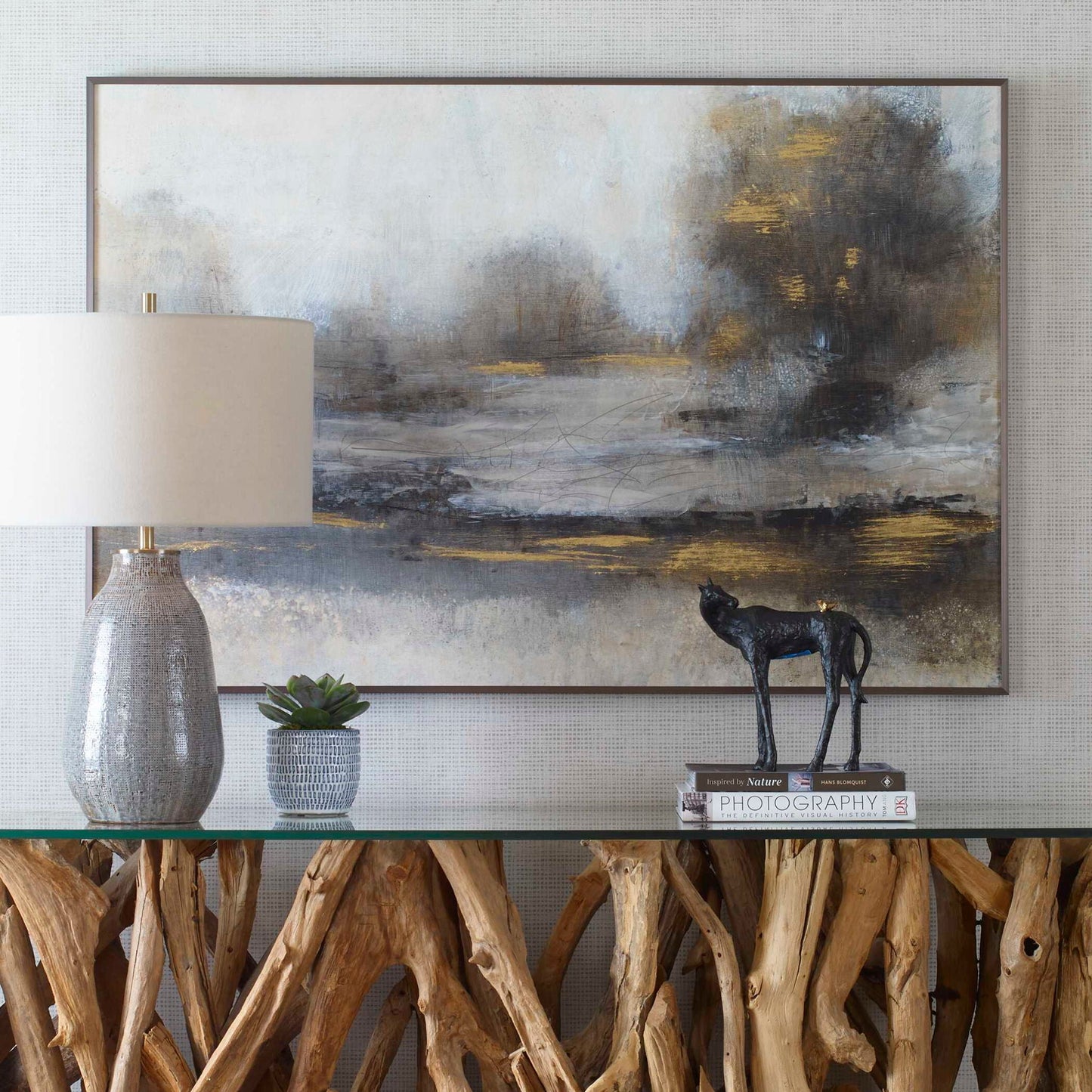 Gilt - Misty Landscape Framed Print - Pearl Silver