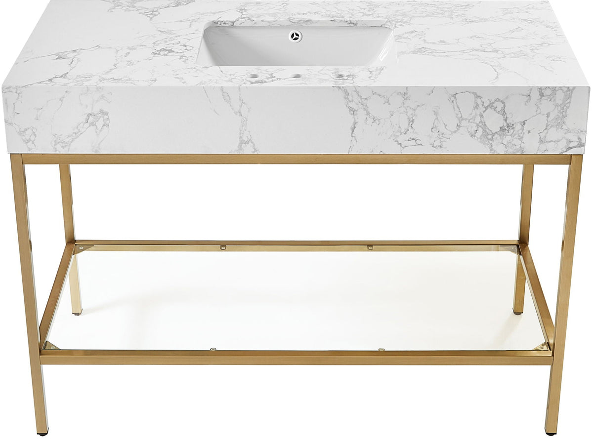 Marmo - Engineered Marble Bathroom Vanity With Gold Base