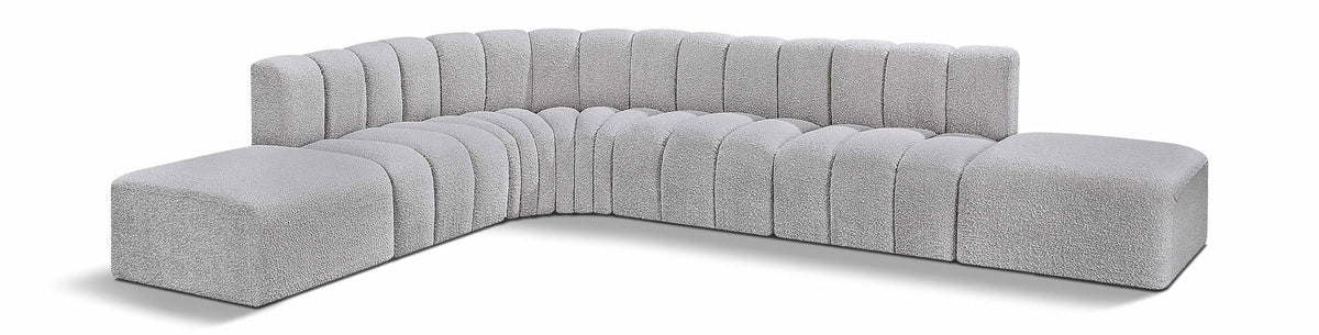 Arc - Boucle Fabric 7 Piece Corner Modular Sofa