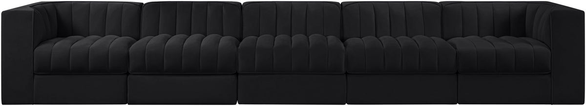 Rummi - Velvet Performance Fabric Upholstered 5 Piece Modular Sofa