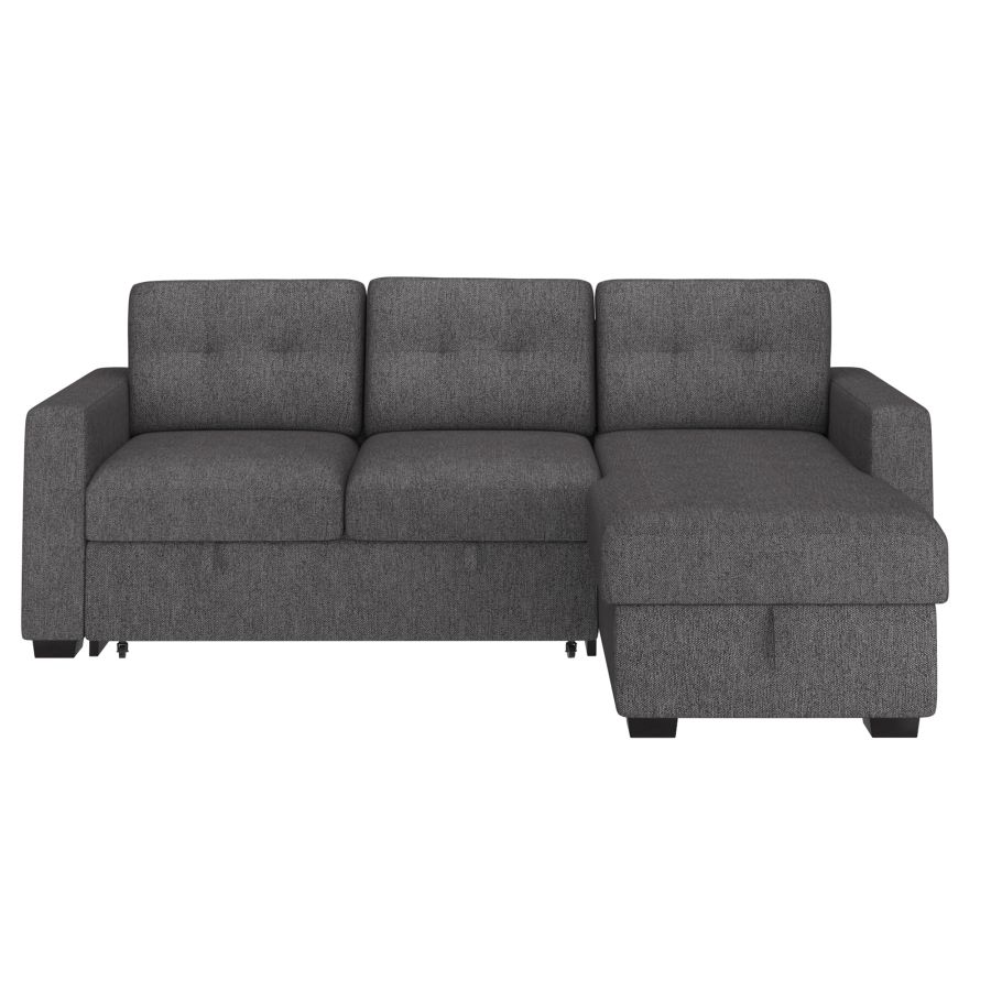 Tyson 93.25" Sectional Sofa w/Bed & Storage in Charcoal