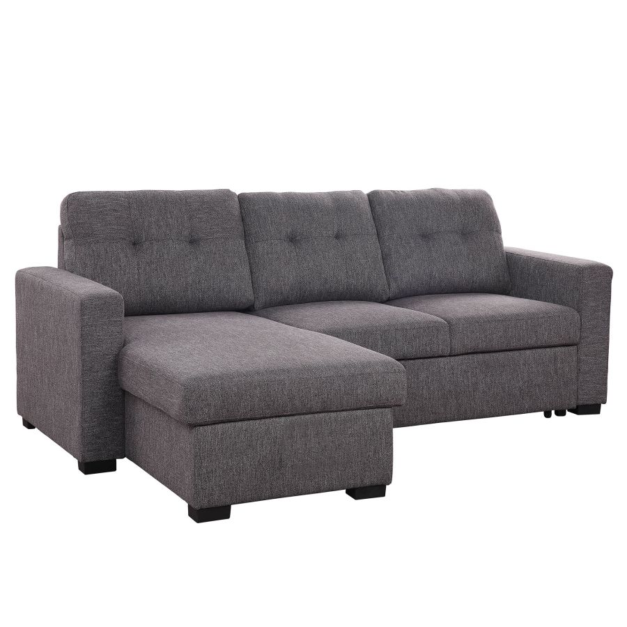 Tyson 93.25" Sectional Sofa w/Bed & Storage in Charcoal