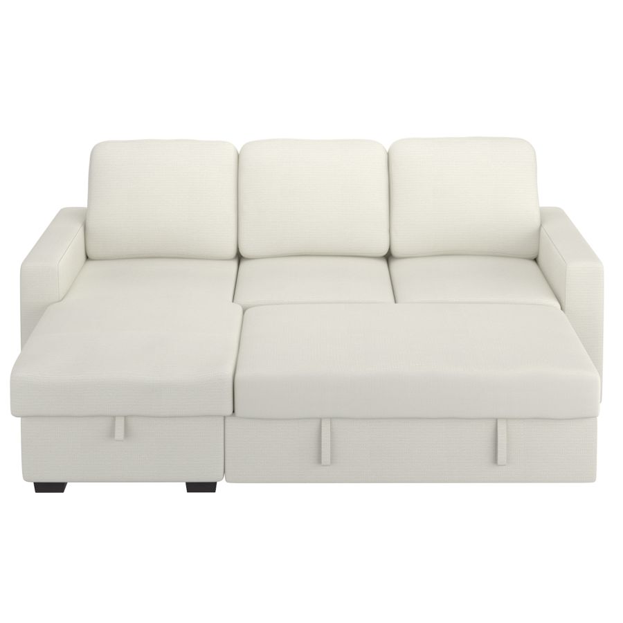 Alfonso 93.25" Sofa w/Bed & Storage in Beige Performance Fabric