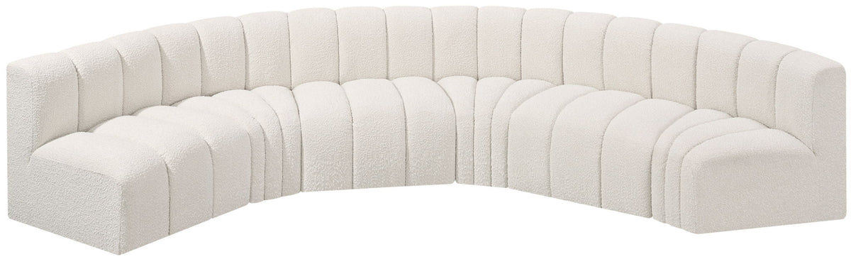 Arc - Boucle Fabric 6 Piece U-Shaped Modular Sofa