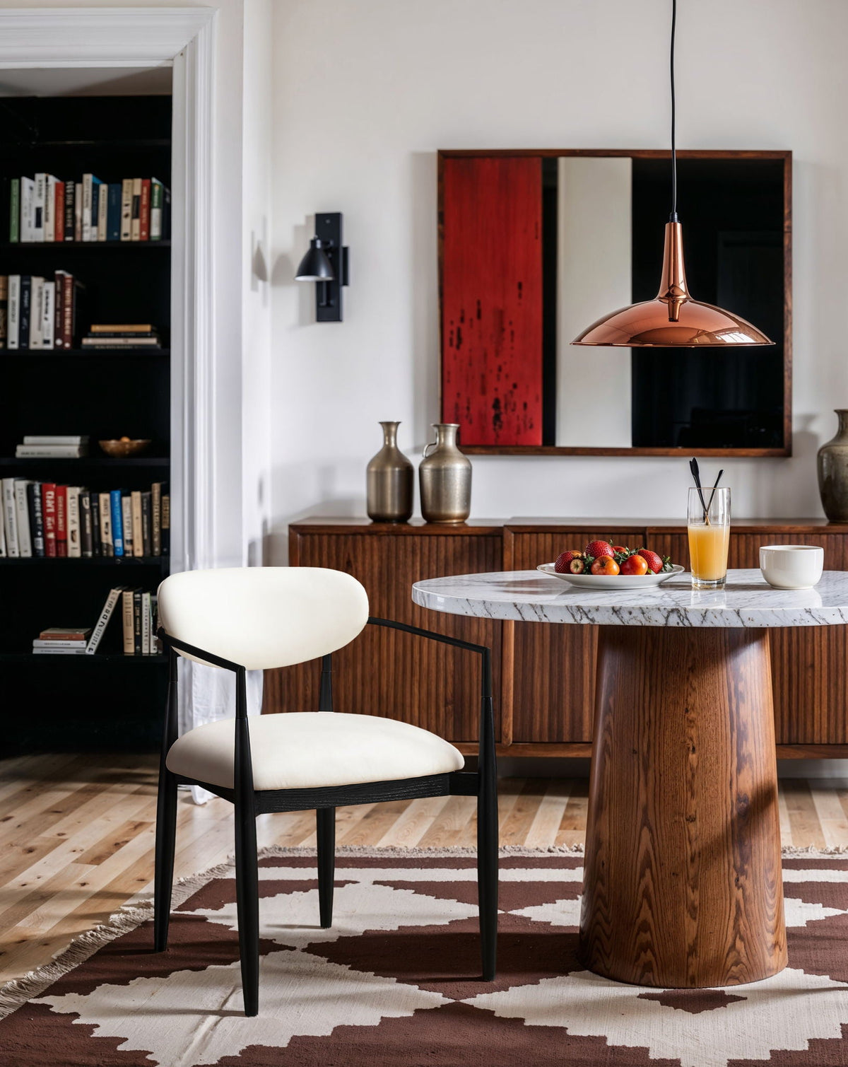 Riccio - Faux Leather Dining Arm Chair (Set of 2) - Black Frame