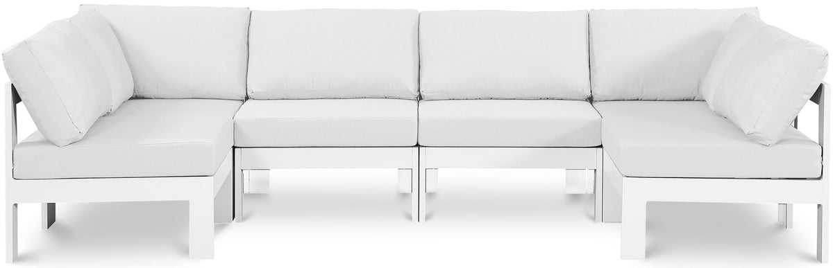 Nizuc - Outdoor Patio 6 Piece Modular Sectional With White Frame