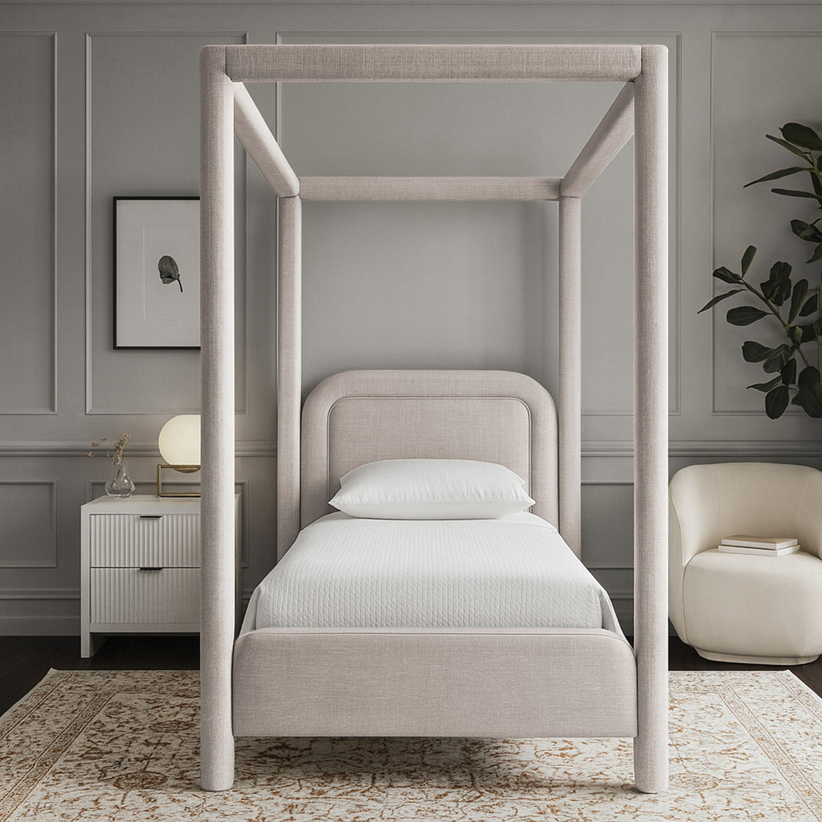 Salina - Linen Textured Fabric Upholstered Bed