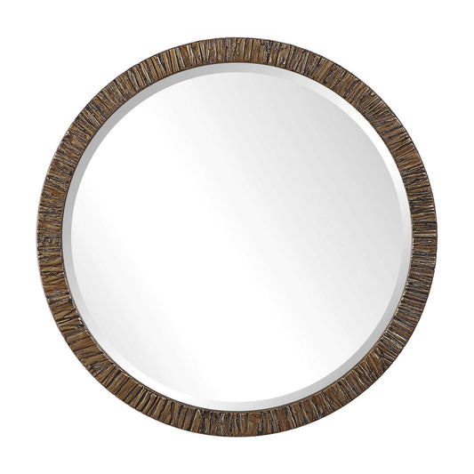 Wayde - Bark Round Mirror - Gold