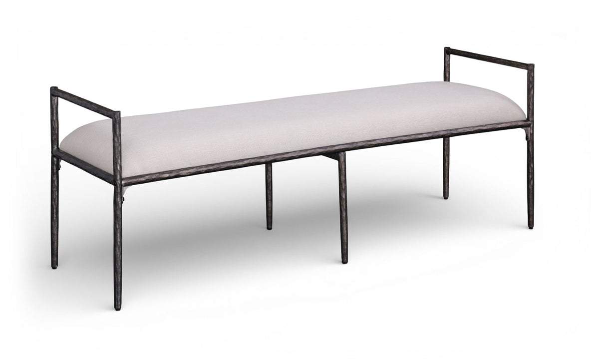 Axis - Linen Textured  Beige Fabric Upholstered Bench