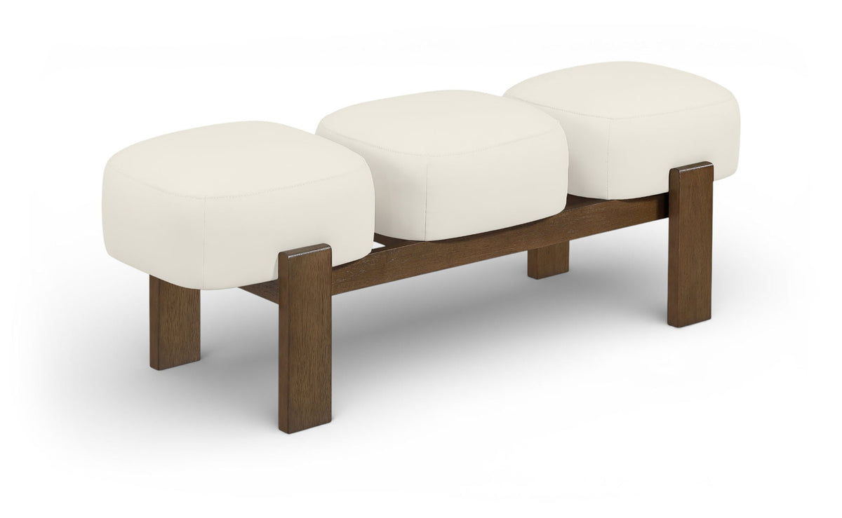 Woodcrest - Vegan Leather Upholstered Bench - Painted Brown Walnut Base