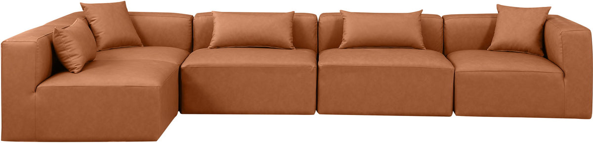 Cube - 5 Piece Modular Sectional - Cognac