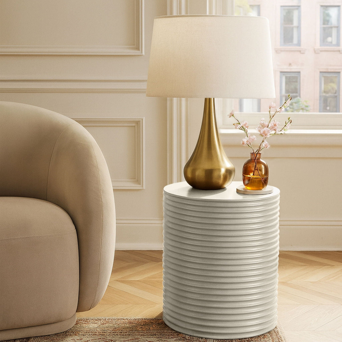 Nobi - Concrete End Table - Taupe