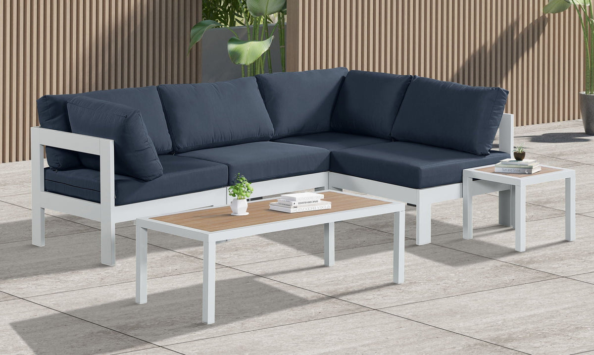 Nizuc - Outdoor Patio 4 Piece Modular Sectional With White Frame