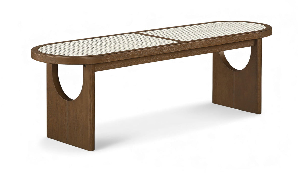 Canovia - Solid Wood And Faux Cane Bench