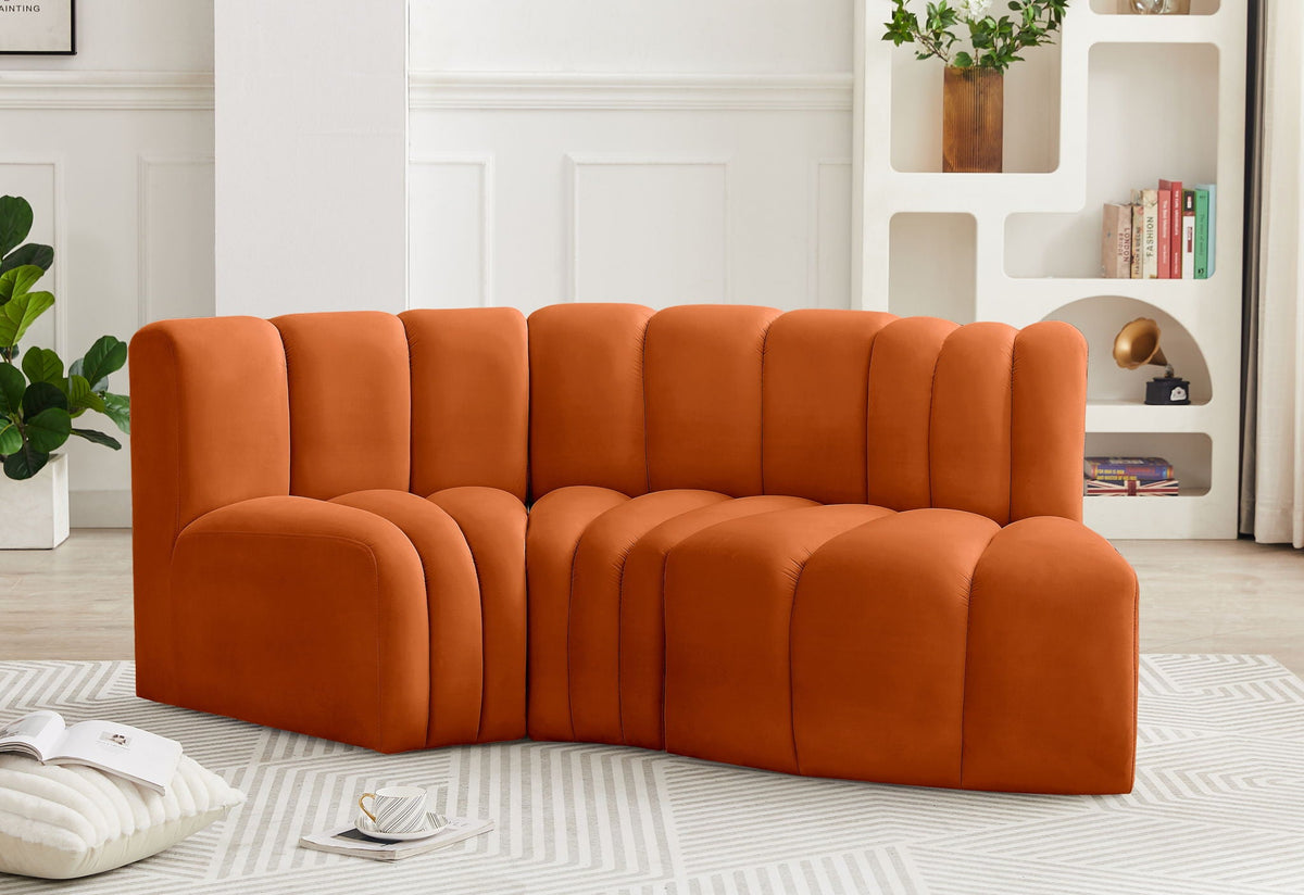 Arc - Velvet 3 Piece Modular L-Shaped Sofa