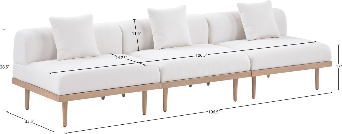 Laguna - 3 Piece Resilient Water Resistant Fabric 106.5" Outdoor Patio Armless Modular Sofa