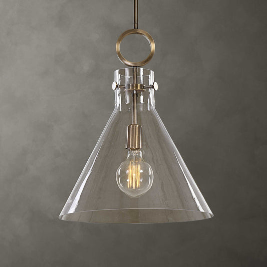 Imbuto - Funnel Glass 1 Light Pendant - White & Gold