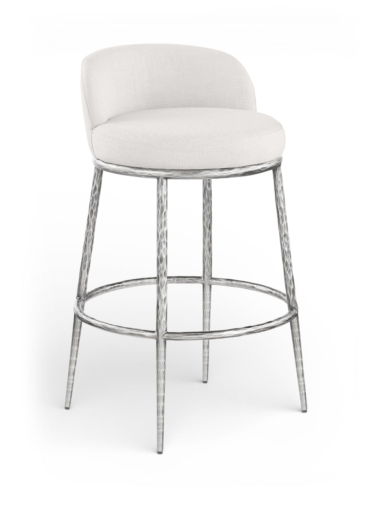 Ferro - Performance Fabric Upholstered Bar Stool - Antique Silver