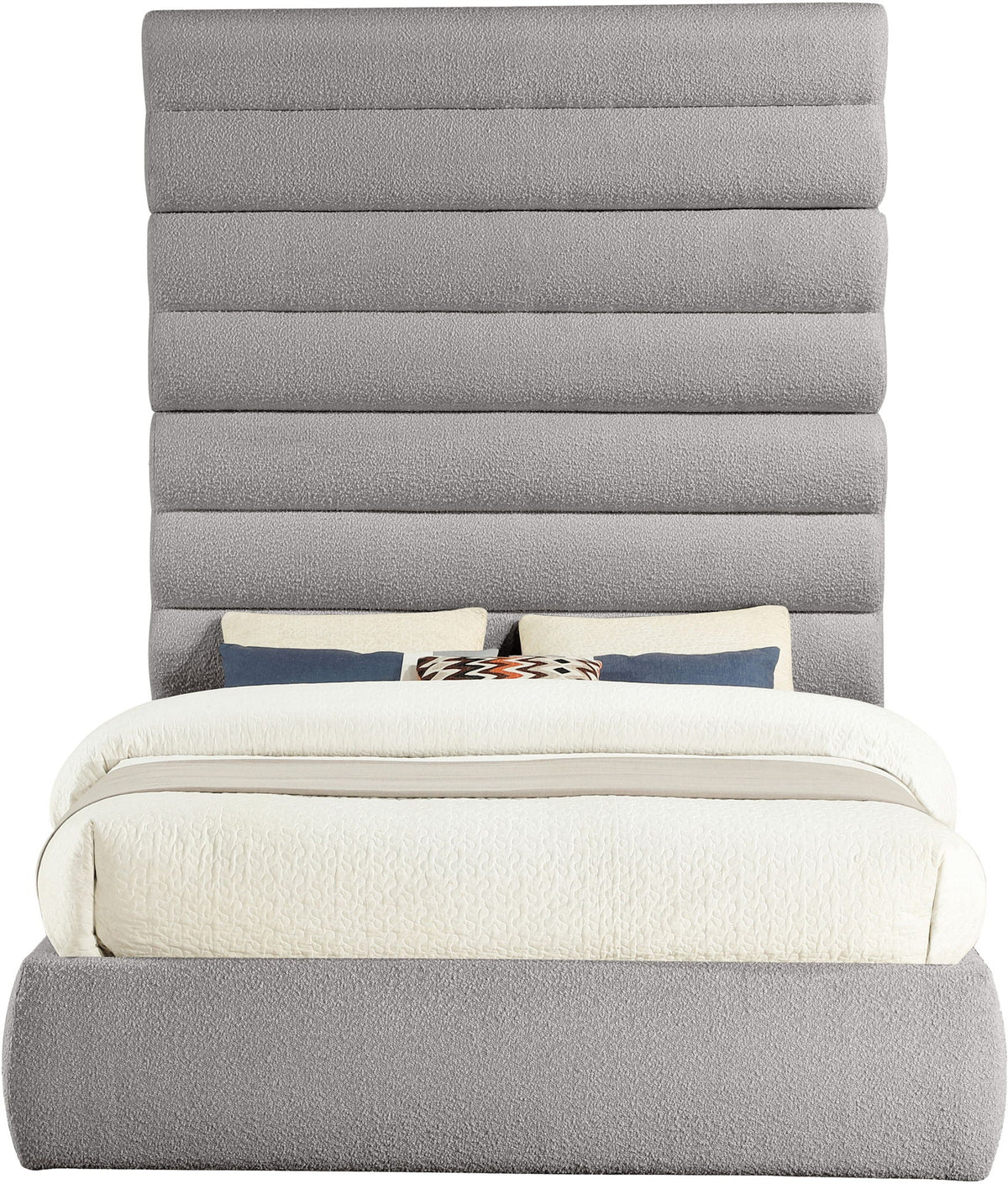 Adam - Boucle Fabric Bed With 89" Headboard