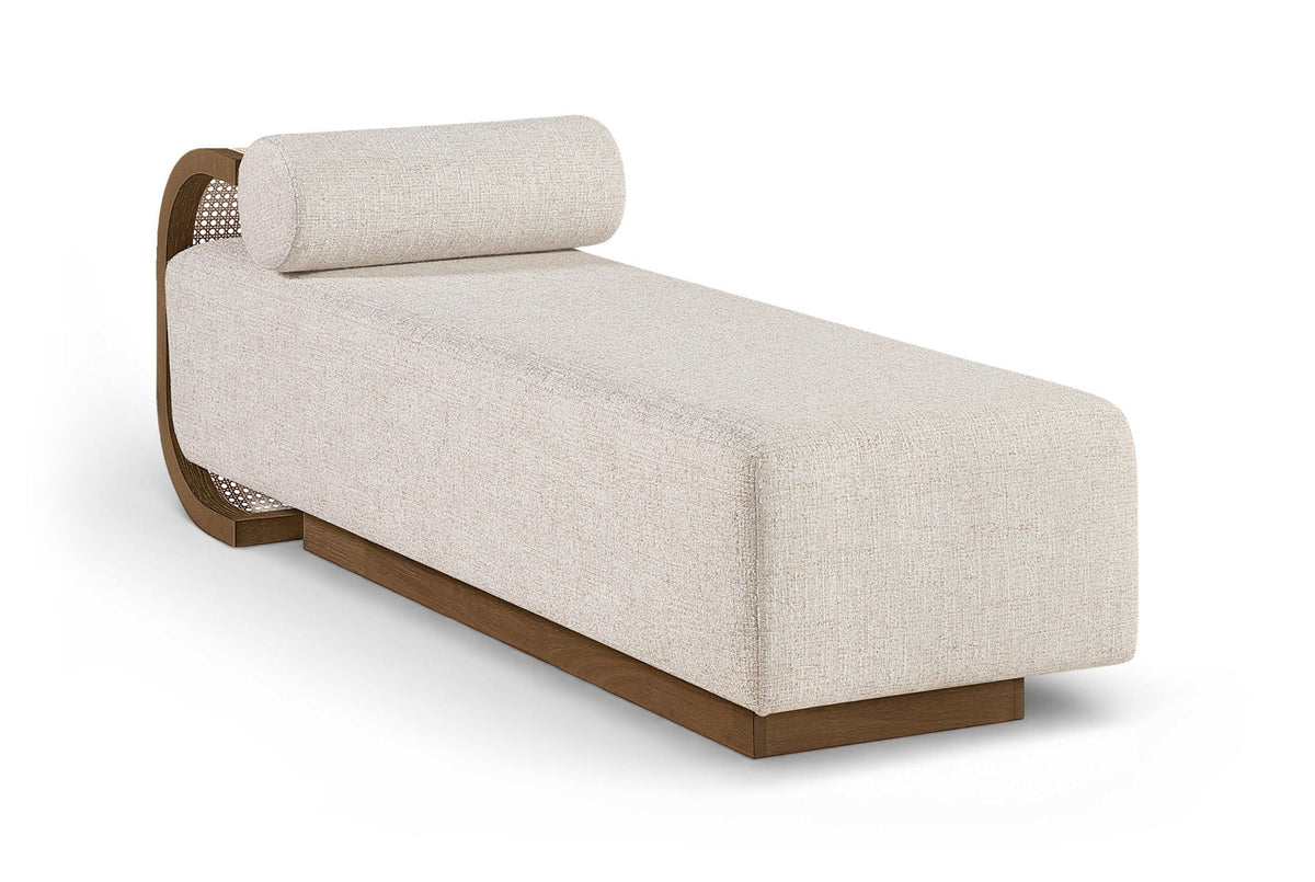 Zephyr - Linen Textured Fabric Upholstered Chaise - Painted Brown Walnut Base