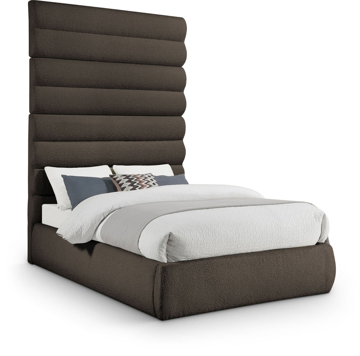 Adam - Boucle Fabric Bed With 89" Headboard