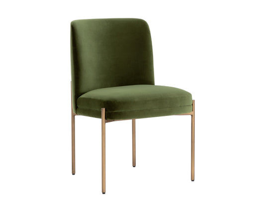 Richie Dining Chair - Antique Brass - Forest Green