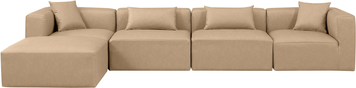 Cube - 5 Piece Modular Sectional With Chaise - Tan